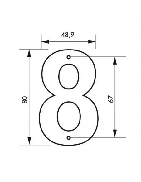 Plaque signalétique "8" 80mm noir à visser - THIRARD