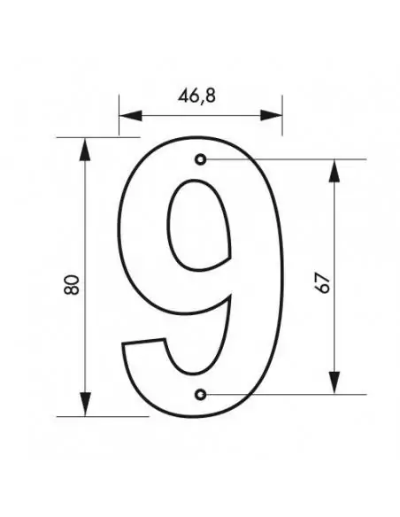 Plaque signalétique "9" 80mm noir à visser - THIRARD