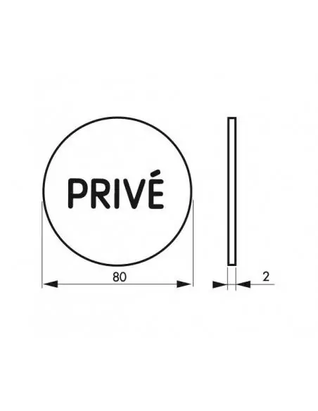 Disque signalétique Ø 80mm "PRIVE" avec adhésif - THIRARD