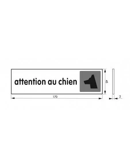 Plaque signalétique "ATTENTION AU CHIEN" 170x45mm avec adhésif - THIRARD