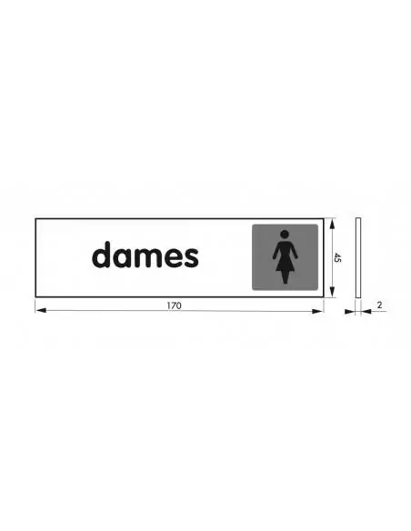 Plaque signalétique "DAMES" 170x45mm avec adhésif - THIRARD