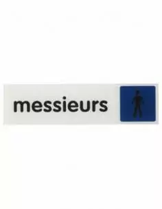 Plaque signalétique "MESSIEURS" 170x45mm avec adhésif - THIRARD