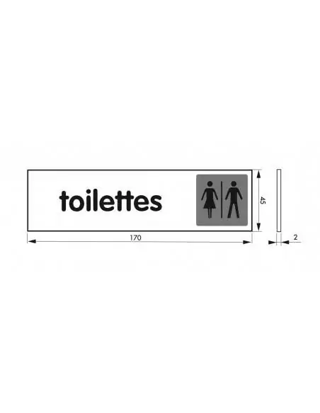 Plaque signalétique "TOILETTES" 170x45mm avec adhésif - THIRARD