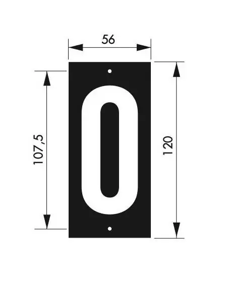 Plaque signalétique "0" 56x130mm à  visser - THIRARD