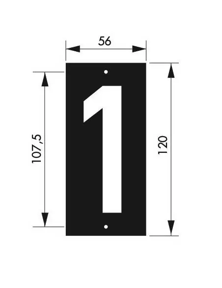 Plaque signalétique "1" 56x130mm à  visser - THIRARD