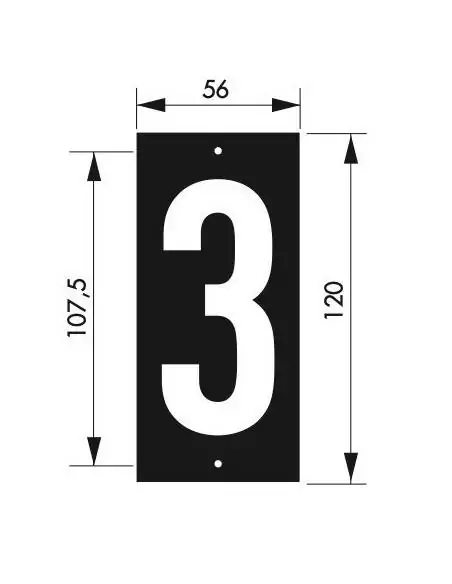 Plaque signalétique "3" 56x130mm à  visser - THIRARD