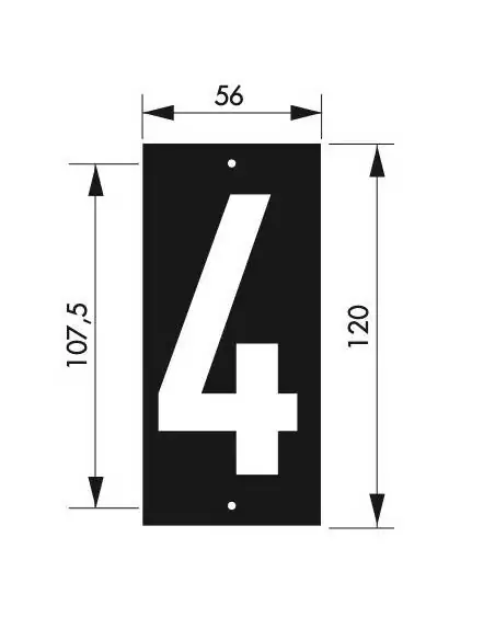 Plaque signalétique "4" 56x130mm à  visser - THIRARD