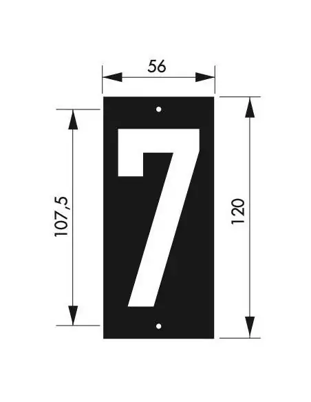 Plaque signalétique "7" 56x130mm à  visser - THIRARD