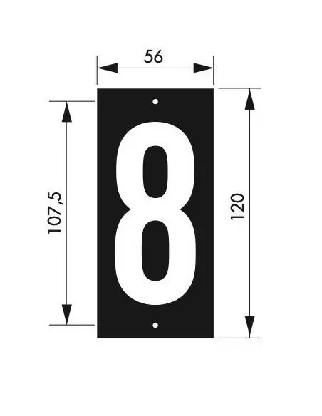 Plaque signalétique "8" 56x130mm à  visser - THIRARD