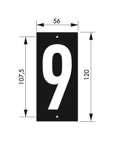 Plaque signalétique "9" 56x130mm à  visser - THIRARD