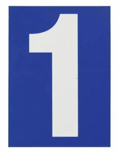 Plaque signalétique "1" 65x90mm avec adhésif - THIRARD