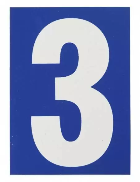 Plaque signalétique "3" 65x90mm avec adhésif - THIRARD