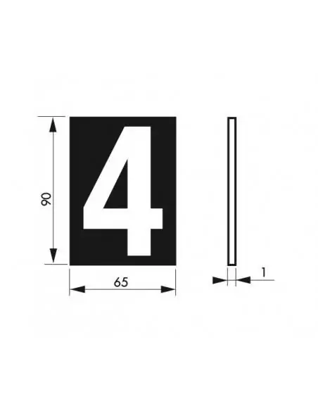 Plaque signalétique "4" 65x90mm avec adhésif - THIRARD