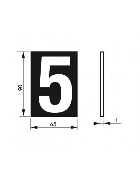 Plaque signalétique "5" 65x90mm avec adhésif - THIRARD