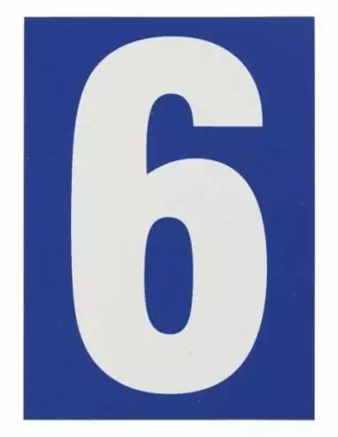 Plaque signalétique "6" 65x90mm avec adhésif - THIRARD