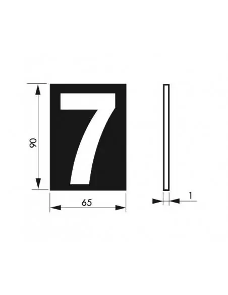 Plaque signalétique "7" 65x90mm avec adhésif - THIRARD