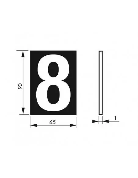 Plaque signalétique "8" 65x90mm avec adhésif - THIRARD