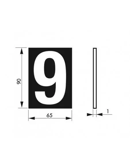 Plaque signalétique "9" 65x90mm avec adhésif - THIRARD