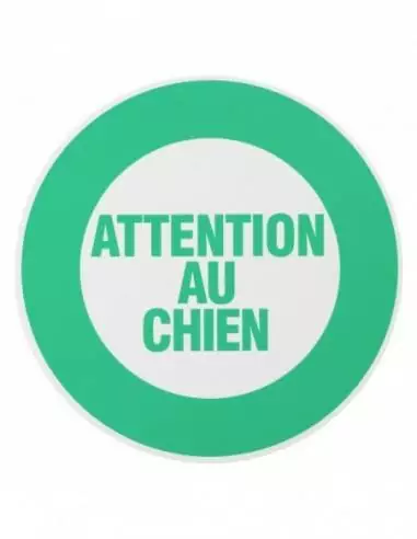 Plaque signalétique Ø 180mm "ATTENTION AU CHIEN" avec adhésif - THIRARD