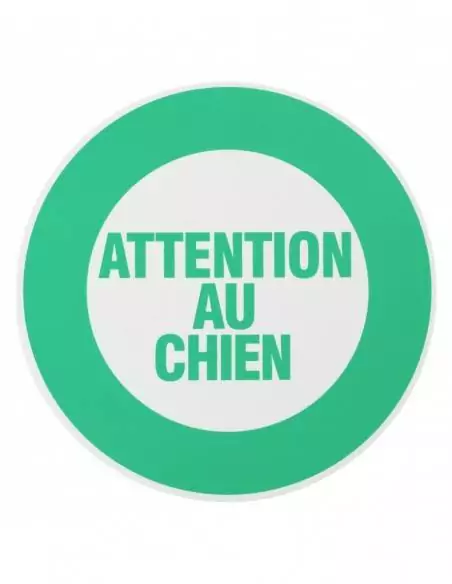 Plaque signalétique Ø 180mm "ATTENTION AU CHIEN" avec adhésif - THIRARD