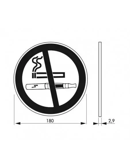 Plaque signalétique Ø 180mm "INTERDICTION DE FUMER" avec adhésif - THIRARD