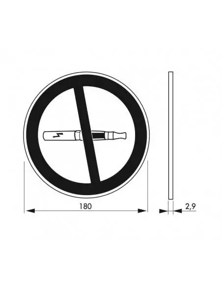 Plaque signalétique Ø 180mm "INTERDICTION DE VAPOTER" avec adhésif - THIRARD