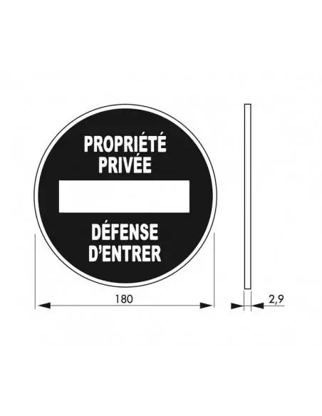 Plaque signalétique Ø 180mm "PROPRIETE PRIVEE" avec adhésif - THIRARD