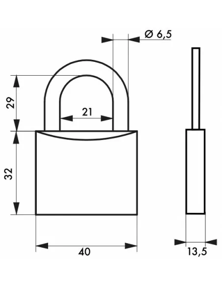 Cadenas à clé TYPE 1 aluminium 40 mm