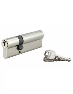 Cylindre à clé crantée 30 x 60 mm 3 clés avec vis de 45 mm nickelé