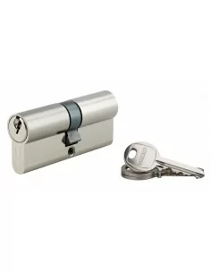 Cylindre à clé crantée 35 x 35 mm 3 clés avec vis de 45 mm nickelé
