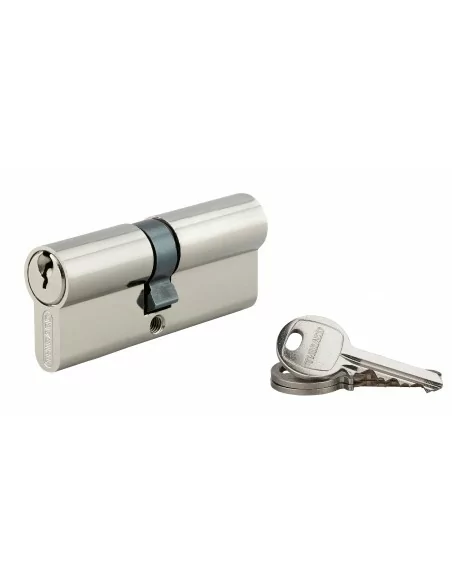 Cylindre à clé crantée 35 x 40 mm nickelé 3 clés