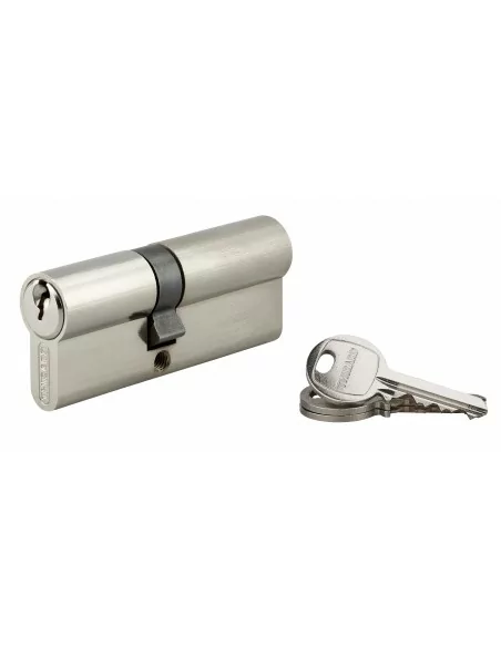 Cylindre à clé crantée 35 x 45 mm 3 clés avec vis de 40 mm nickelé