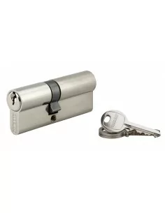 Cylindre à clé crantée 35 x 45 mm 3 clés avec vis de 45 mm nickelé