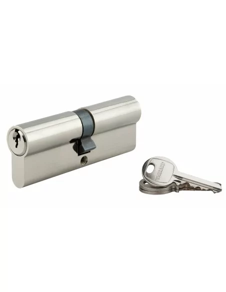 Cylindre à clé crantée 45 x 45 mm 3 clés avec vis de 40 mm nickelé