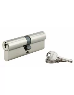 Cylindre à clé crantée 45 x 45 mm 3 clés avec vis de 50 mm nickelé