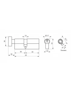 Cylindre Profilé HG à bouton, 30BTx35mm - 3 clés, nickelé - THIRARD 2