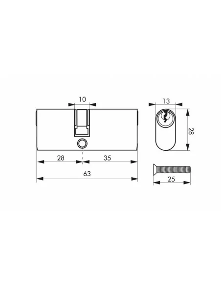 Cylindre à clé crantée ovale 28x35mm 3 clés