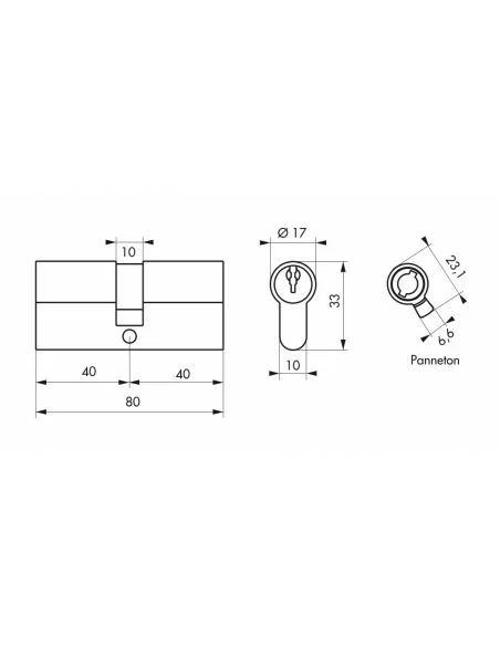 Cylindre profile eco 40 x 40 mm laiton