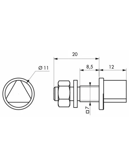 Adaptateur triangle 11 mm pour fouillot carré 7 mm