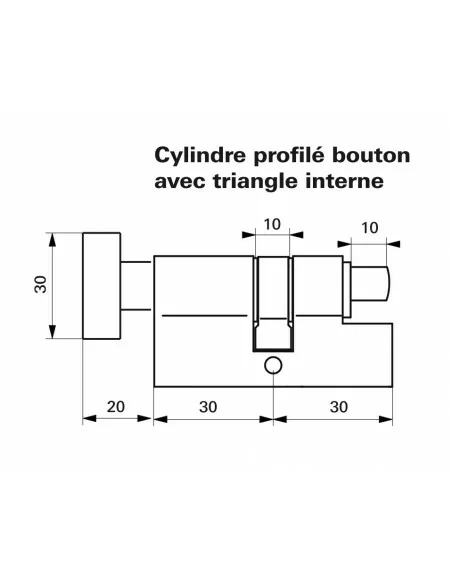 Cylindre profile bouton hg 30x30 triangle 11 laiton