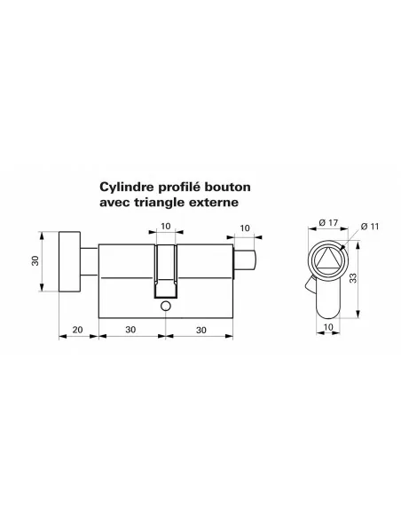 Cylindre profile hg 30btx30 triangle externe 11 laiton