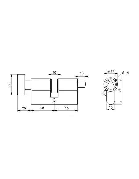 Cylindre profile hg 30btx30 triangle externe 14 nickelé