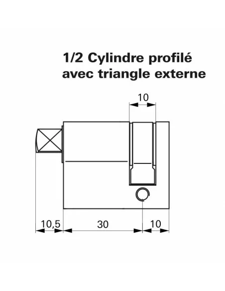 Cylindre profile hg 30x10 triangle externe 11 laiton
