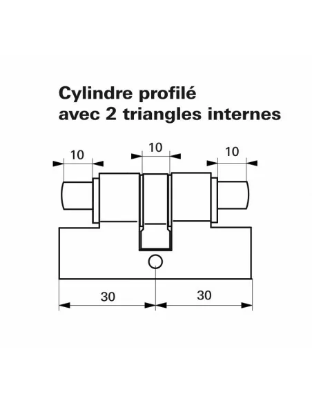 Cylindre profile hg 30x30 - 2 triangles internes 11 laiton
