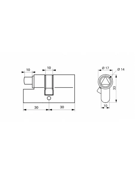 Cylindre profile hg 30x30 triangle interne 14 3 clés laiton