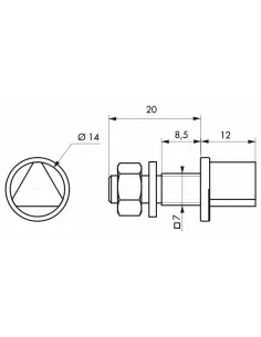 Adaptateur triangle 14 mm pour fouillot carré 7 mm 2