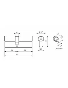 Cylindre Haute Sécurité COBRA 2+ 33x53mm - 4 clés, nickelé - THIRARD 2