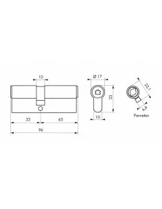 Cylindre Haute Sécurité COBRA 2 33x63mm - Nickelé, 4 clés - THIRARD 2