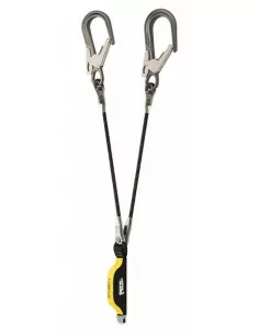 Longe double avec absorbeur d'énergie intégré et connecteurs MGO double 80cm - PETZL