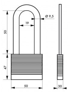 Cadenas PROTECTOR 50mm anse 1/2 haute 2